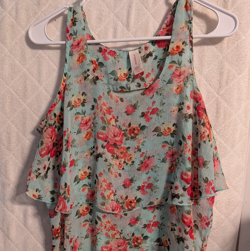 No Boundaries Floral Ruffle Blouse - Mint and Pink